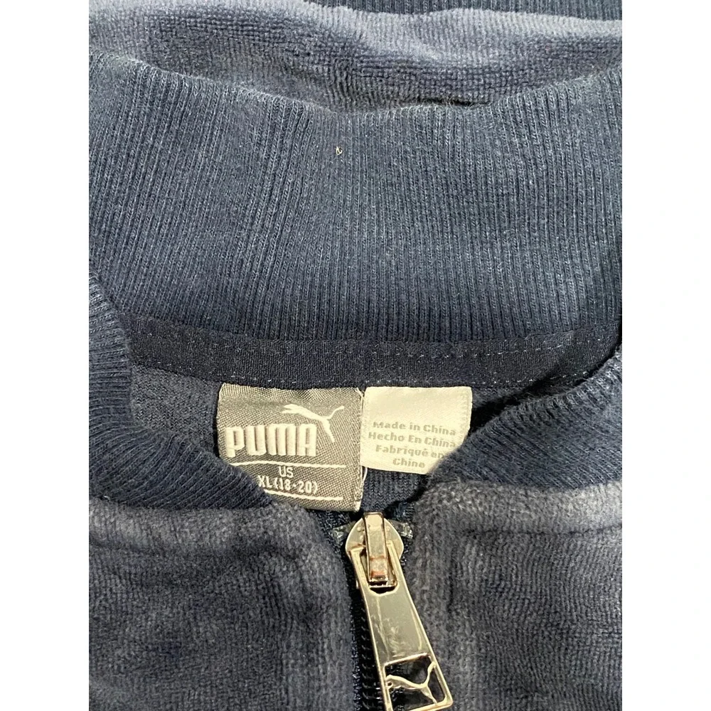 Track Jacket Puma Boys Navy Blue Excellent Velour Full Zip XL(18-20)
